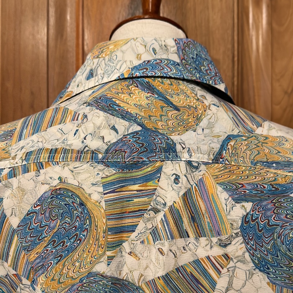 Vintage Psychedelic Rainbow, Men’s Button-up Short Sleeve, No Tags Est size S/XS - Picture 9 of 15